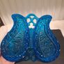 Vintage Turquoise Pressed Glass Twin Serving Dish Image 4
