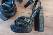 Brand New River Island Black Platform Sandals Size UK 36