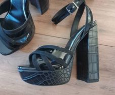 Brand New River Island Black Platform Sandals Size UK 36