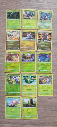 14x Pokemon Cards Bundle - Green Grass & Dragon Type