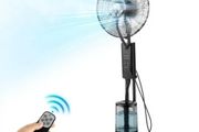 3 Wind Speeds Misting Standing Fan, Mister Cooling Fans with 3L Water Tank, Remote &amp; Panel Control, Water Cooling Fans for Indoor, Outdoor, Garage, Patio, Living Room, 3 Modes
