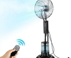 3 Wind Speeds Misting Standing Fan, Mister Cooling Fans with 3L Water Tank, Remote & Panel Control, Water Cooling Fans for Indoor, Outdoor, Garage, Patio, Living Room, 3 Modes