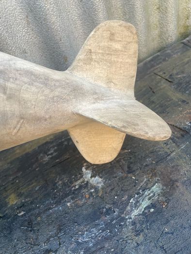 Vintage large solid wood handmade turned