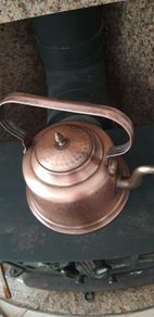 Antique Copper Bell Shaped Kettle with Brass Spout & Tin Lining