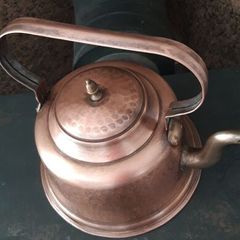 Antique Copper Bell Shaped Kettle with Brass Spout & Tin Lining