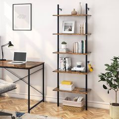 NEW SALE | Ladder Shelf 5-Tier Bookcase Rack 180CM Storage Unit with Metal Frame Floating Wall Shelf for Living Room, Office, Bedroom