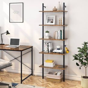 NEW SALE | Ladder Shelf 5-Tier Bookcase Rack 180CM Storage Unit with Metal Frame Floating Wall Shelf for Living Room, Office, Bedroom