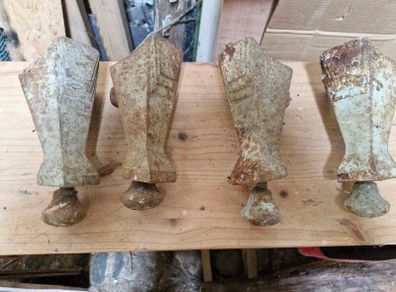 4 x art deco cast iron bath feet