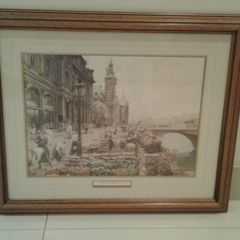 Vintage Oak-Framed Glass-Fronted Print by Marie Firmin Girard