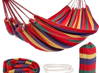 NEW SALE | Large Woven Canvas Hammock Garden Swing, with Portable Travel Carry Bag & Secure Ropes - 270x150cm, for Outdoor Summer Camping, 150kg Weight Capacity