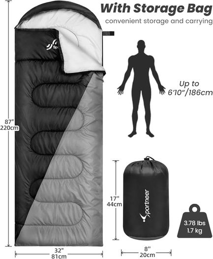 NEW SALE | Sleeping Bag Camping Sleep Bags: Sportneer Warm Sleeping Bags for Single Adults 3-4 Season Waterproof Lightweight Large Ultralight suit for Adult Man Fishing Travel Outdoor