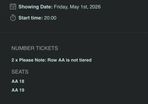 The House Must Win by Mick Flannery x 2 tix