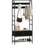 Coat Rack with Shoe Shelf, Industrial-Style Clothes Rack, 2 Fabric Drawers, 8 Hooks, Metal Frame, Black Image 5