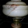 Brass oil lamp with art deco glass shade Image 3