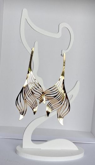 Gold Wavy Sculpted Fluid Leaf Earrings
