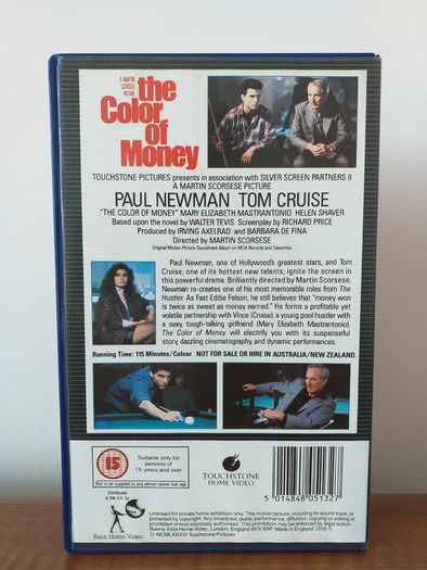 The Colour Of Money BIG BOX VERSION Video Cassette Tape Vhs Pal On A Super High Quality Cassette Tape In Cherry, Mint Condition Next To New