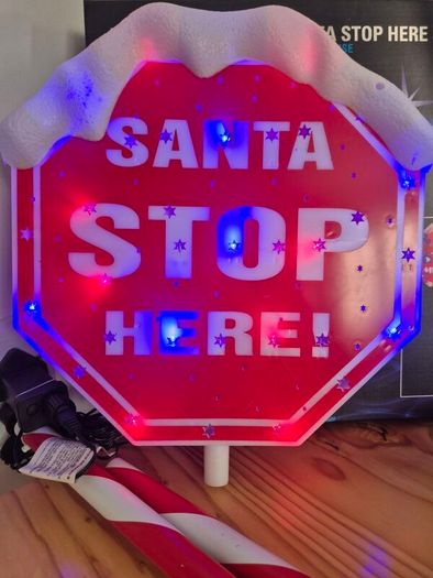 Festive 100cm Santa Stop Here Stake