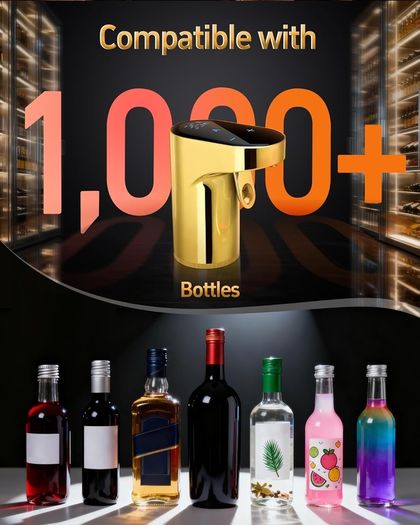 5-in-1 Electric Wine Decanter & Smart Liquor Dispenser - Easter Party Essential | Automatic Aerator with 1-999ml Precision Dosing | Easter Gift for Wine Lovers, Whiskey Enthusiasts & Hosts (Gold)