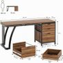Industrial Computer Desk Work Table with File Storage 150 cm with 3 Drawers with Reversible Shelf Image 2