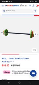 rival pump set 20kg weight plate bar