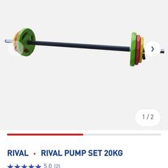 rival pump set 20kg weight plate bar