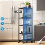 5 Tier Metal Shelving Unit, 360 Swivel Wheels for Kitchen Thick steel rack, 42.5x31x151H, 8cm adjust, 75kg, anti-slip fixed feet & easy-roll wheels, sturdy, for bath, garage, office Image 5