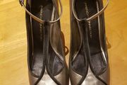 French Connection Gold t-bar shoes 6