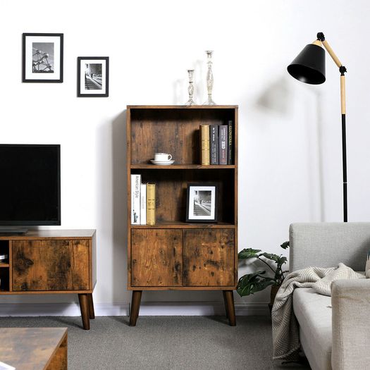 New Retro Bookcase Storage Cabinet- FREE P&P
