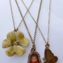 Vintage PILGRIM - FAVOURITES 3 Charm Necklace Brown & Gold BNWT Image 2
