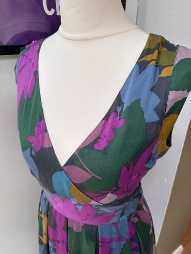 WAREHOUSE 100% Silk Wrap Dress UK 8 Floral Wedding Guest