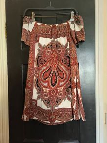 Miss Guided Bardot paisley dress size 8