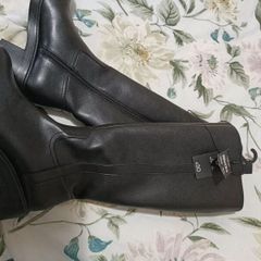 Rita Ora Knee Black Boots