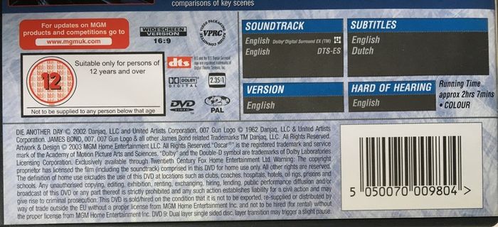007 James Bond: Die Another Day [2002] Pierce Brosnan, Halle Berry, Toby Stephens, Rosamund Pike, Rick Yune, John Cleese & Judi Dench [Movie 2DVD]