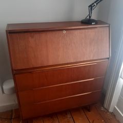 Mid-Century Teak Bureau Writing Desk with Drawers 1960s