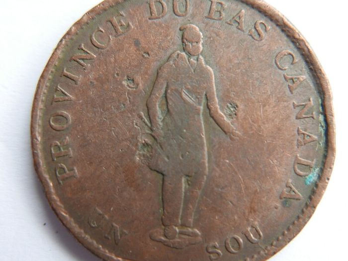 1837 CANADA Quebec Bank Token Historic Antique VINTAGE Half Penny Coin