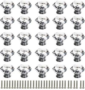 25Pcs Crystal Door Knob, 30MM Diamond Drawer Knobs Crystal Door Handles Diamond Pulls for Home Kitchen Office Chest Cabinet Drawer (FREE POSTAGE)