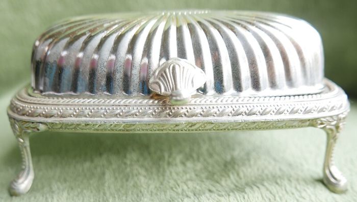 Vintage Roll Top Silver Plated Butter Dish With Glass Insert Vintage