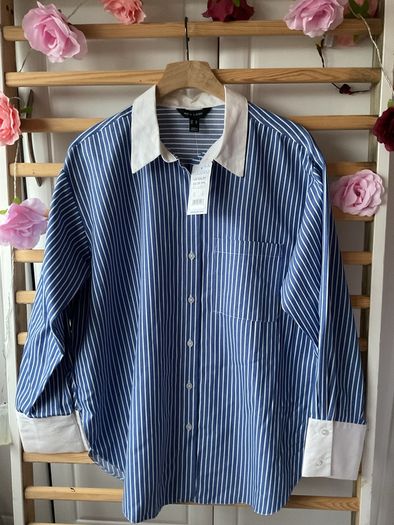 shirt bnwt new look blue & white striped shirt size 12 oversized rrp 39 euro