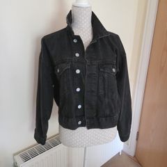 ladies black denim jacket uk 8-10 bnwot