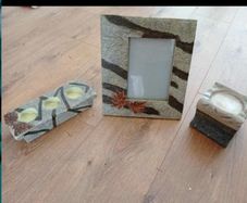 3 piece set. 2 candle holders &1 picture frame.  OPEN TO OFFERS