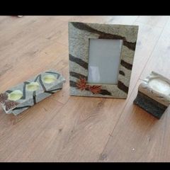 3 piece set. 2 candle holders &1 picture frame.  OPEN TO OFFERS