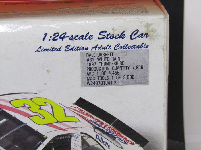 Dale Jarrett #32 1997 Ford Thunderbird White Rain Busch Series Car Limited Numbered Edition 1 of 7,956 Novelty Coin Bank Money Box Savings Bank 1/24 Scale Large Diecast Car
