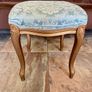French Louis XV Style Vanity Bedroom Stool Carved Gilt Wood Frame Blue Satin Top Image 3