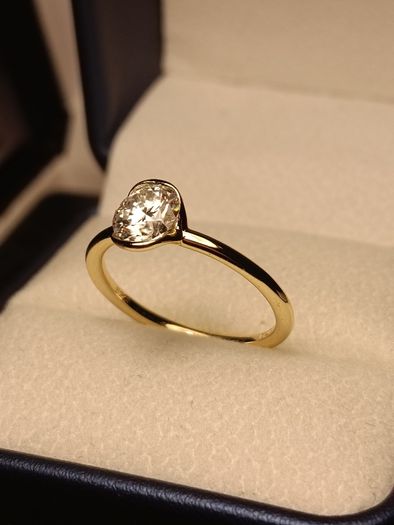 Gold Plated Sterling Silver Bezel set Moissanite Solitaire Ring