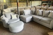Grey corner sofa with matching armchair couch