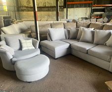 Grey corner sofa with matching armchair couch