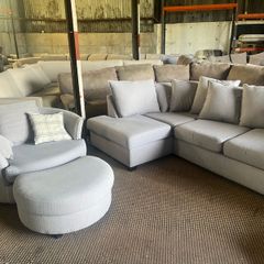 Grey corner sofa with matching armchair couch