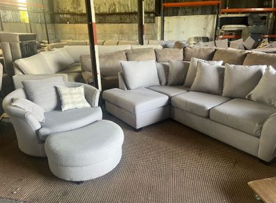 Grey corner sofa with matching armchair couch