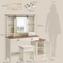 Country Style Dressing Table with Stool Mirror and Storage White Brown Image 2