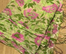 Pink & Green Cotton and Silk Scarf